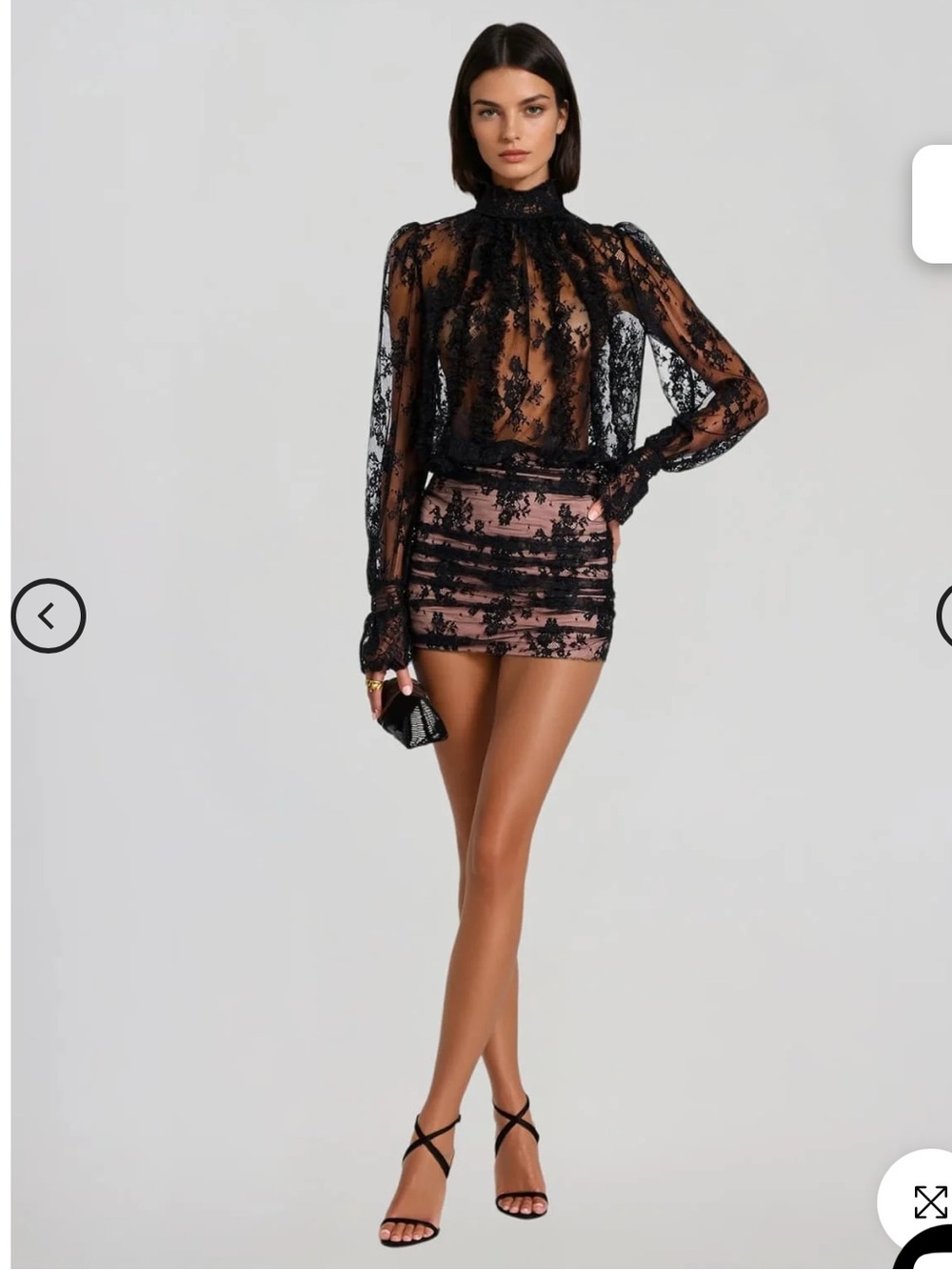 NWT Mew Mews Sheer Black Lace High-Neck Long-Sleeve Women's dress